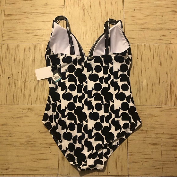 DKNY MULTI DOT Printed Mesh-Trim 1PCsSwimsuit - Picture 4 of 6